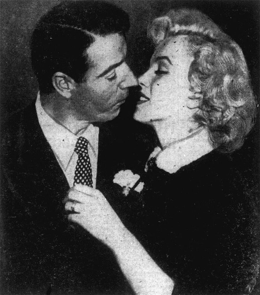 Joe DiMaggio and Marilyn Monroe together in 1954